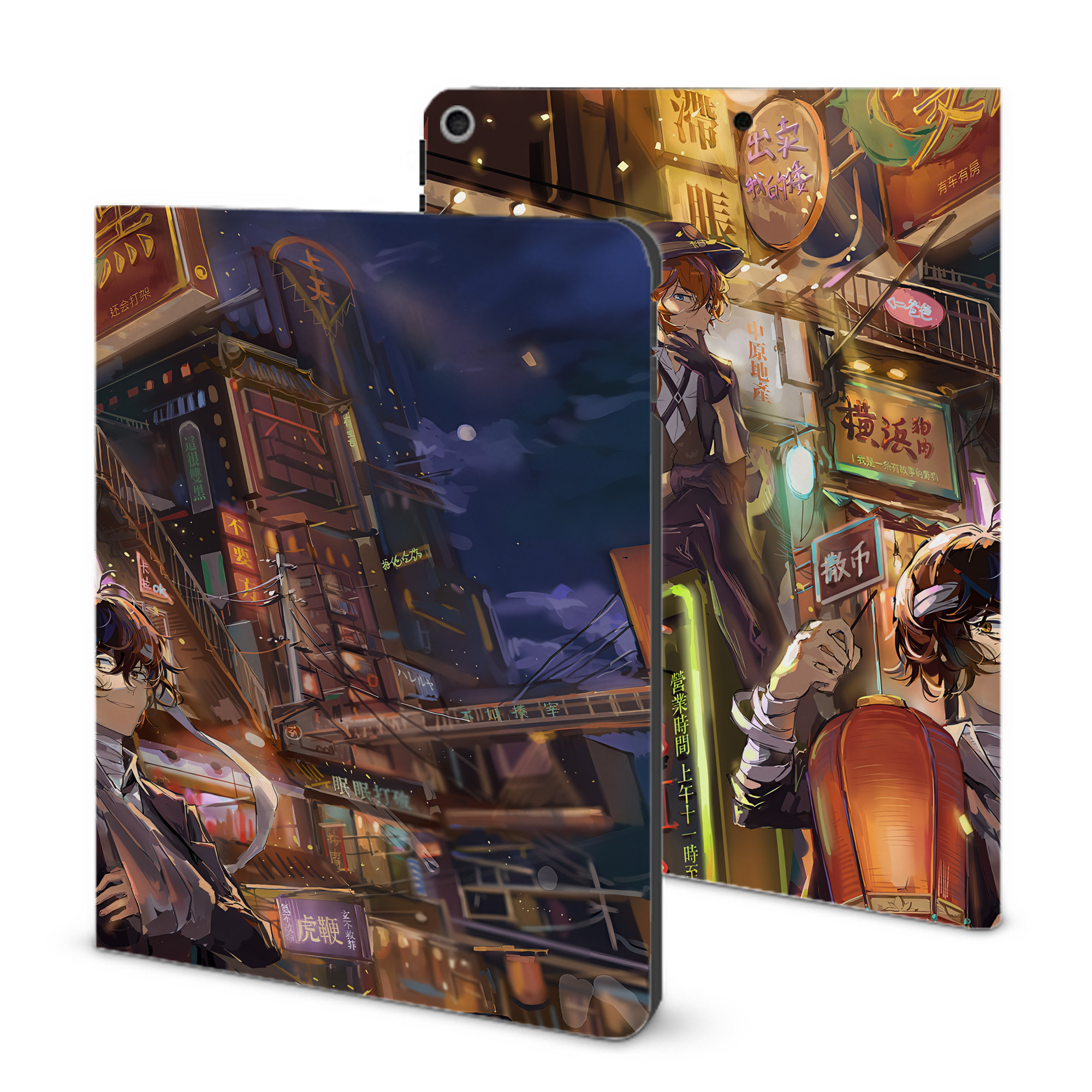 （画像用） 文豪ストレイドッグス Bungo Stray Dogs IPad ケース ブック型 PUレザー TPU 耐衝撃 軽量 薄型 ペン収納なし 全面保護 IPad 各モデル対応